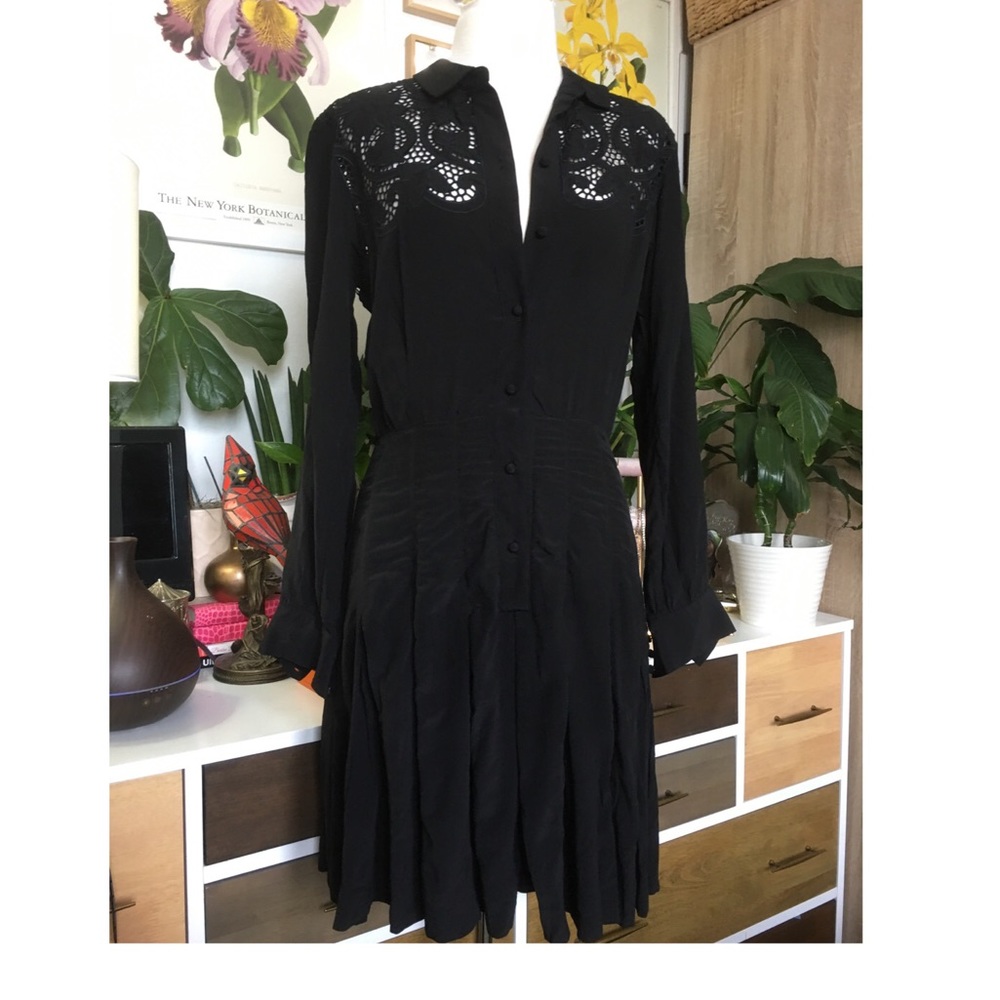 The Kooples Black Long Sleeve Button Down Dress